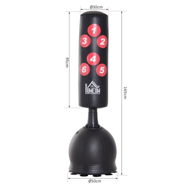 Rootz Fritstående Boksesæk - Hvid, Rød - Hdpe, Pvc, Epe - 19,69 cm x 19,69 cm x 64,96 cm