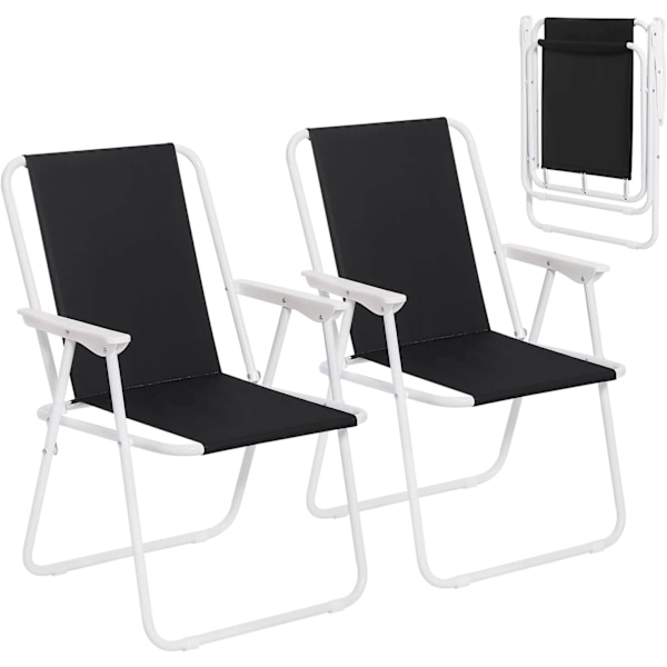 Rootz Folding Camping Stol Sæt - Strandstol - Bærbar Stol - Let og foldbar - Stabile jernrør - 58cm x 53cm x 76cm