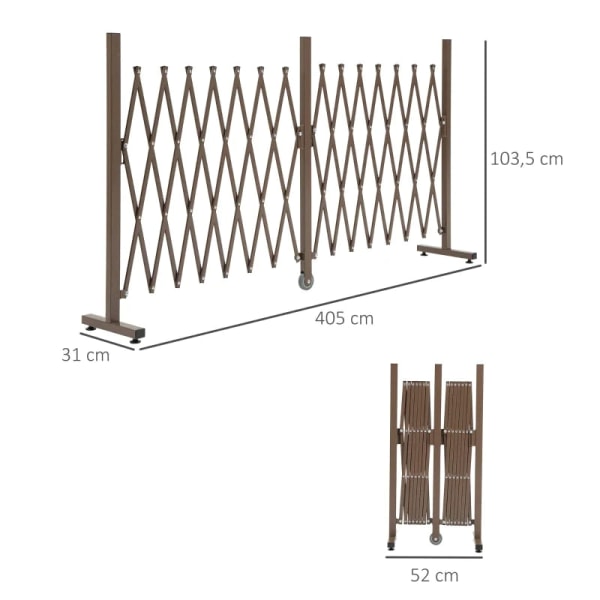 Rootz Scissor Gate - Barriär Scissor - Barriär Utdragbar - Staket - Expanderande spaljéstaket - Mörkbrun - L405 x B31 x H103,5 cm