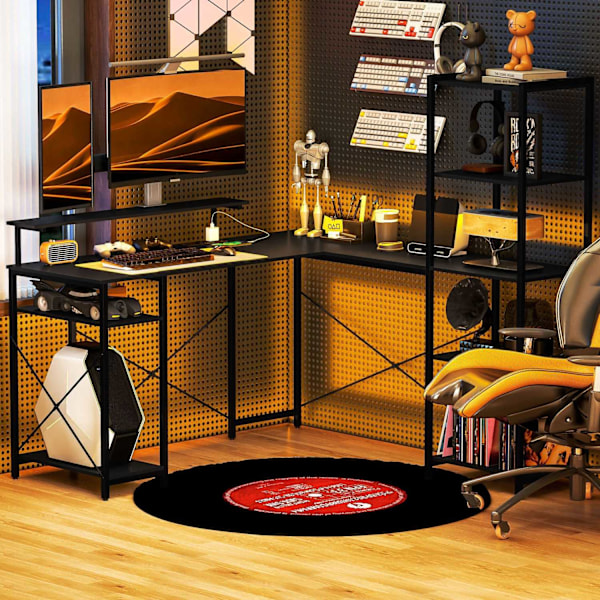 Rootz L Form Desk - Corner Computer Desk - Ergonomic Office Table - Laddningsstation - 137 cm x 140 cm x 139,5 cm