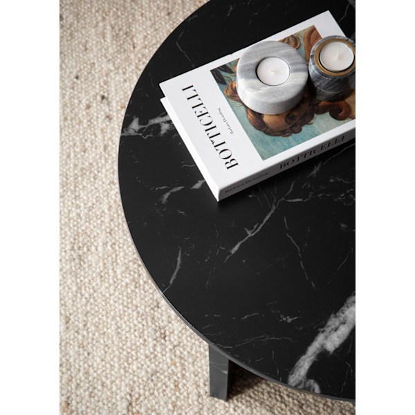 Rootz Modern soffbord - Rund svart look - Stylish Low Table - Anti -Slip Pads - 60cm x 60 cm x 33 cm