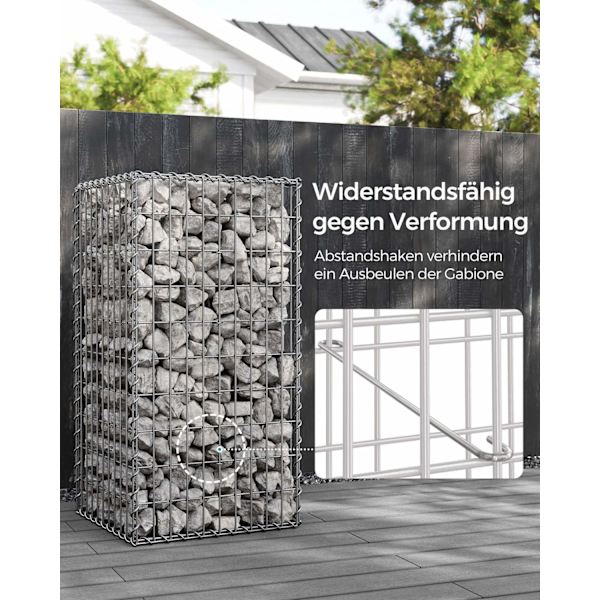 Rootz Silver Gabion Kit - Metallnät - Galvaniserat stål - Enkel montering - 100cm x 50cm x 50cm