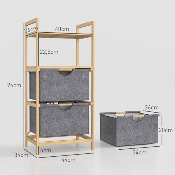 Rootz Bambus vaskeri - Tøjarrangør - Opbevaringsløsning - Rumbesparelse - 44W x 34d x 96H cm