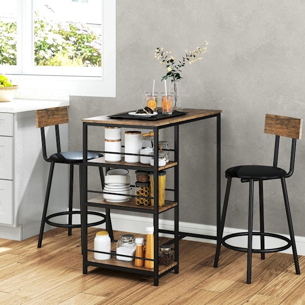Rootz 3 -delat ätuppsättning med barbord - Small Kitchen Set - Space Saving Dining - Extra förvaring, 90 x 50 x 90,5 cm bord, 36 x 47 x 91 cm stolar