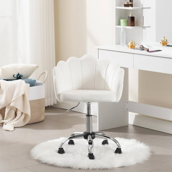 Rootz Petal Design Kontorstol - Velvet Swivel Chair - Ergonomisk lænestol - Justerbar højde - 41cm x 37,5cm - Beige/Pink/Light Grey