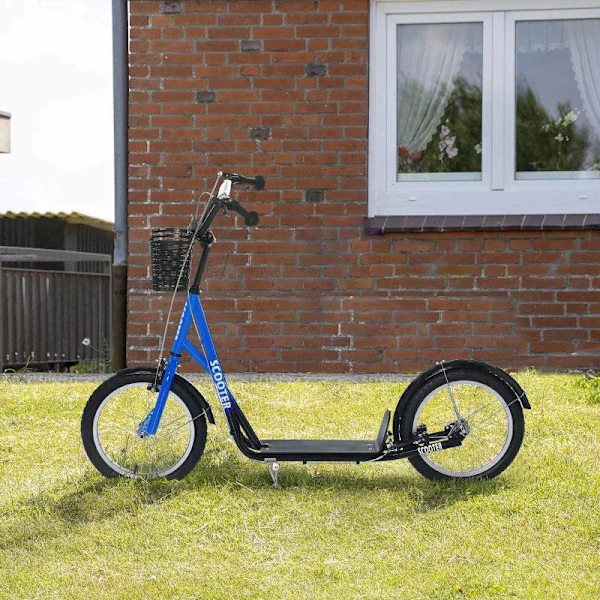 Rootz Scooter - Børnescooter - Børnescooter - Højdejusterbar - Oppustelig hjulbremse - Kurv - Kopholder - Stænkskærm - Blå/Sort - 139 cm x 58 cm x 96