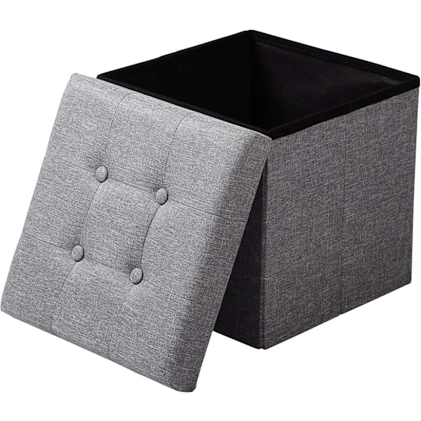 Rootz foldeopbevaringsskammel - Osmannisk bænk - Pladsbesparende sæde - MDF (E1) - 37,5 cm x 38 cm x 37,5 cm - Åndbart linnedbetræk