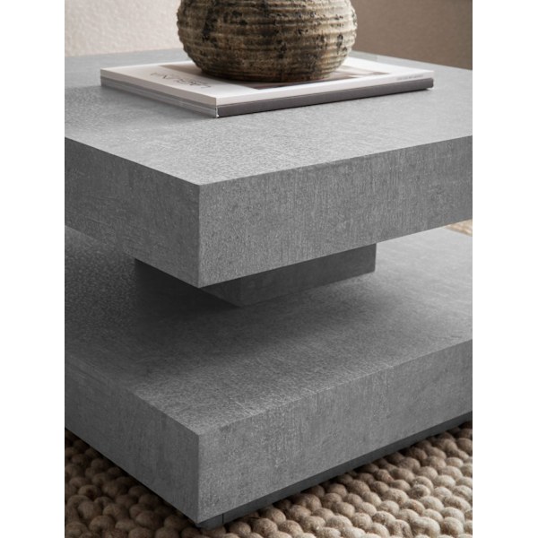 Rootz Square Sohvapöytä - Moderni keskipöytä - Matt -betonisuunnittelu - runsaasti varastointia - 60 cm x 60 cm x 34 cm