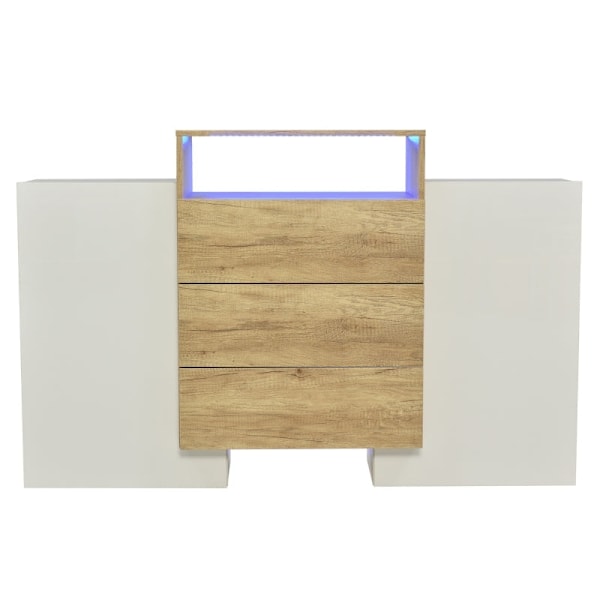 Rootz Modern senkki - Kiiltävä valkoinen - Tyylikäs säilytysyksikkö - Säädettävä LED-valaistus - 140L x 30W x 77,5K cm