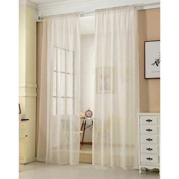 Rootz Sæt med 2 gennemsigtige gardiner - Gennemsigtige voile-gardiner - Flødegardiner i linned-look - Materiale af høj kvalitet, perfekt lysfiltrering