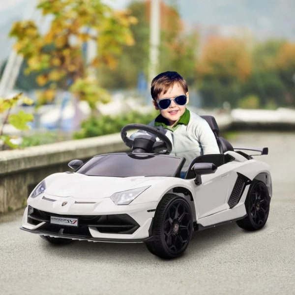 Rootz sähköinen lastenauto - Lasten auto - Lisenssi Lamborghini Aventador - Gullwing Ovet - Musiikki - Torvi - 3-5 V - Valkoinen - 107,5 cm x 63 cm x