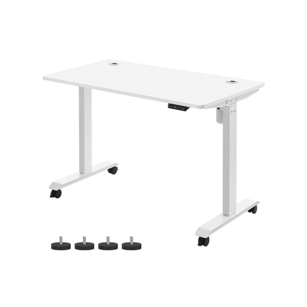 Rootz Skrivebord - Elektrisk Højdejusterbart Skrivebord - Elektrisk Bord - Dobbeltmotor - Spånplade - Stål - Hvid - 70 x 140 x (73,5-119) cm (D x B x