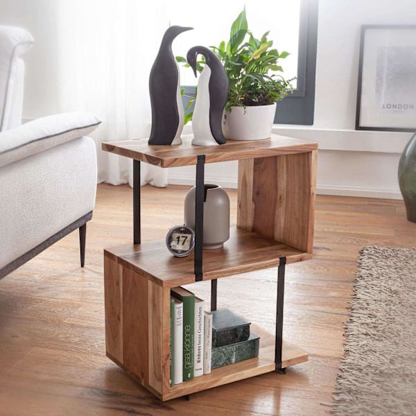Rootz Industriel sidebord - Naturligt akacie massivt træ - Sofabord - Sideborde