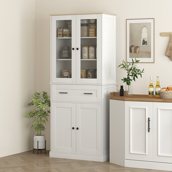 Rootz Kitchen Cabinet - Buffet - Akrylfrontskuffer - Ekstra opbevaring - 76 x 40 x 182,5 cm hvid