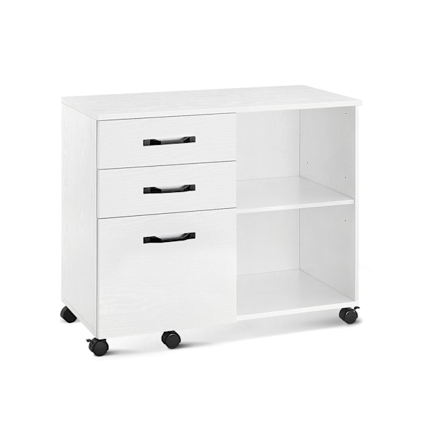 Rootz rullebeholder med træfinish - Opbevaringsvogn - Mobil organisering - Spånplade og metalkonstruktion - 40 cm x 80 cm x 66 cm - 22,2 kg Vægtkapaci