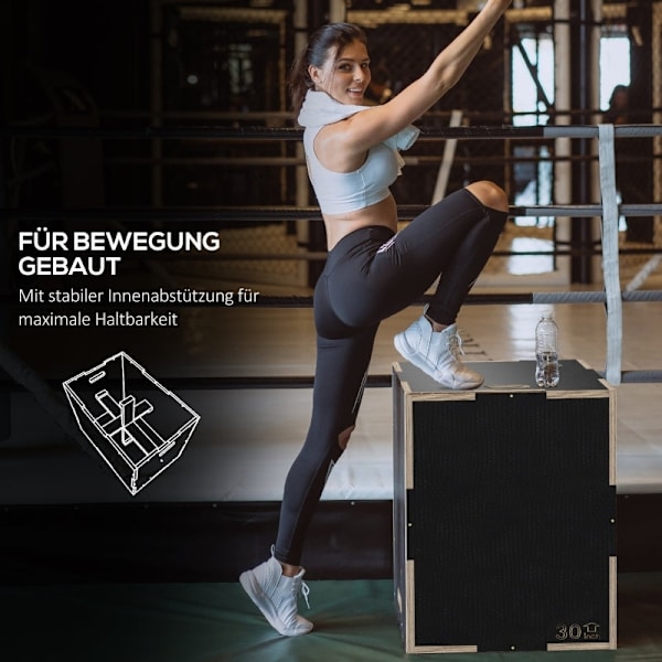 Rootz Wooden Plyometric Jump Box - Crossfit Jump Trainer - Box Jump Utrustning - Bokträ - 76cm x 61cm x 51cm