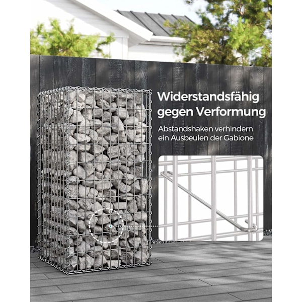 Rootz Gabion kurvesæt - metaltrådsnet - galvaniseret stål - landskabssten - 100 cm x 50 cm x 50 cm