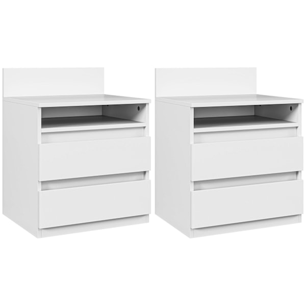 Rootz Bedside Table Sæt på 2 - Natbord - Sideborde - Moderne minimalistisk design - Hvid - 39,6L x 32,3W x 50,4h cm