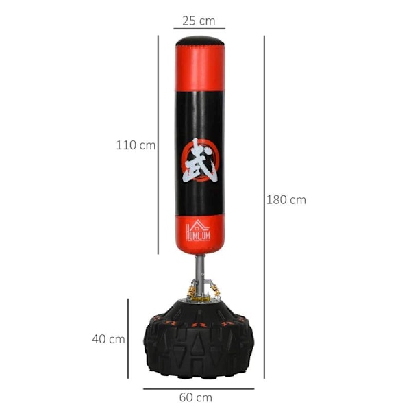 Rootz Boksesæk - Boksetræning - Boksestativ - Boksestativ - Bokseassistent - Sort/Rød - 60x60x180 cm
