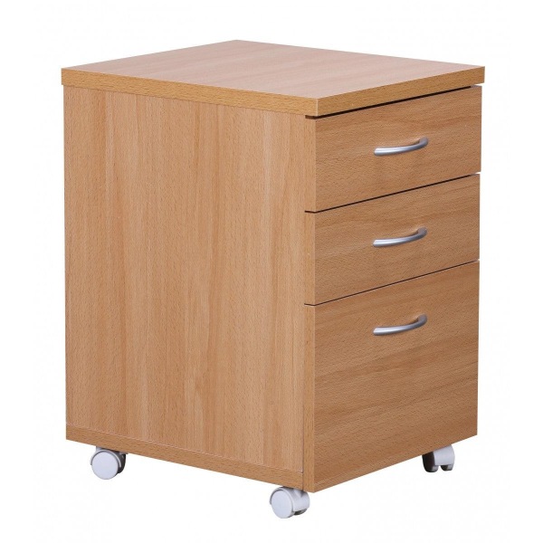 Rootz container 40 x 60 x 45 cm underskab med hjul bøg - vogn med skuffer - roll-up skab kontor - Kosmetikvogn Make Up trolley - Container under skriv