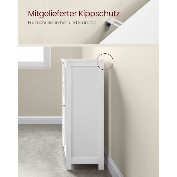 Rootz Cloud White Badeværelsesskab - Opbevaringsorganisering - MDF møbel - Justerbar hylde - 35cm x 65cm x 90cm