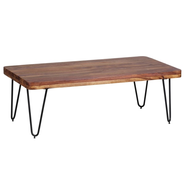 Rootz Modern Sofabord - Rektangulært bord - Sheesham Wood - Metalben - Imponerende korn - Varm atmosfære - Håndlavet - 115cm x 40cm x 60cm
