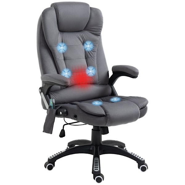 Rootz Vinsetto kontorstol med massage- og varmefunktion - Ergonomisk stol - Højdejusterbar stol - 6 vibrationsmassagepunkter - Nem mobilitet - Justerb