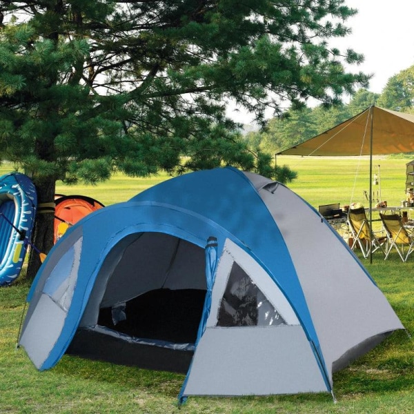 Rootz Camping Tent - Family Tent - Automatic Pop Up - Tent - Blue/Grey - 210 X 210 X 140 cm