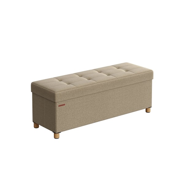 Rootz-säilytysjakkara - Osmani ja lokero - Camel Brown - MDF - Pellavajäljitelmä - Erittäin kestävä vaahto - 38cm x 110cm x 40cm