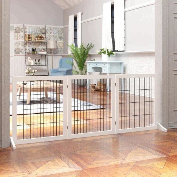 Rootz Barrier - Turvaportti - Koiran portti - Portaiden portti - Koiran turvaportti - Oven turvaportti - Valkoinen - 185 x 36 x 71 cm