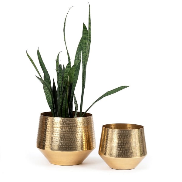 Rootz Hammered Planter - Brass Planter - Indoor Pot - Unik tekstur - 36 cm x 36 cm x 28cm