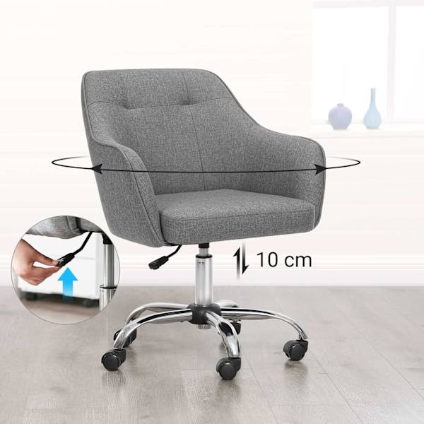 Rootz kontorsstol - Grå skrivbordsstol - Snurrstol - Ergonomisk design - 65cm x 69cm x (83-93)cm