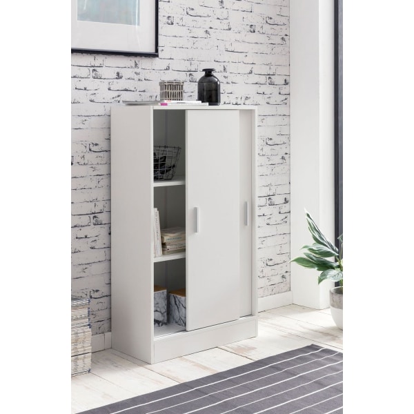 Rootz arkivskåp trä 60 x 107,5 x 28,5 cm vit - Design multifunktionsskåp - Kontorsskåp Modernt - Byrå Hallmöbler - Sideboard hall byrå - Litet förvari