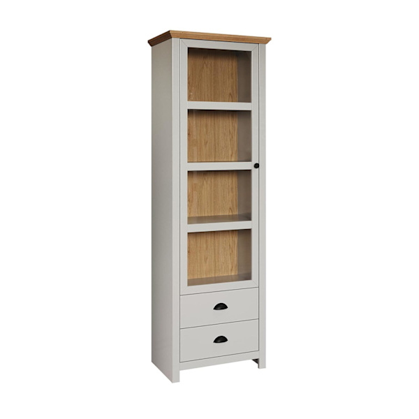 Rootz Display Cabinet - Showcase - Curio - Exhibit Case - Trophy Holder - Storage Unit - Light Grey/Artisan Oak - 65x201x41 cm