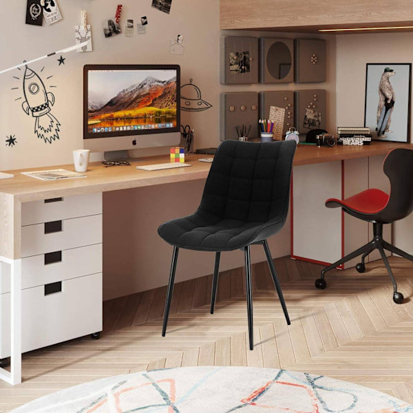 Rootz Set med 6 matstolar - Bekväma sittplatser - Snygg design - Hållbar konstruktion - Linne och metall - 85,5 cm x 46 cm x 40,5 cm