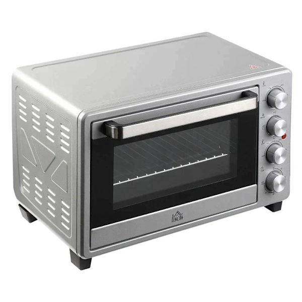 Rootz miniugn - Elektrisk miniugn med slagg droppbricka - Trådställ - Bakplåtshandtag - Metall - Rostfritt stål - Glas - Silver - 52,2 x 38,1 x 33,5 c