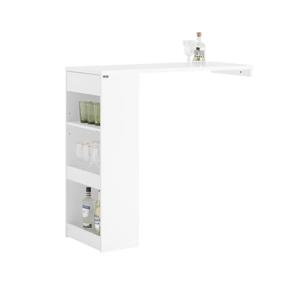 Rootz justerbart barbord - Matbord - Väggmonterat bord - MDF-konstruktion - Utrymmesbesparande design - Justerbar höjd - Enkel montering - Vit - 110cm