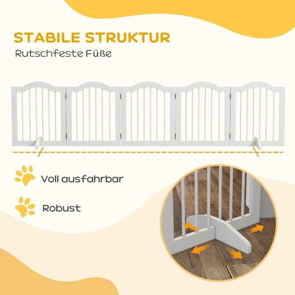 Rootz Dog Barrier - Puinen lemmikkiportti - Huoneenjakaja - Massiivipuu ja MDF - Säädettävät paneelit - Tilaa säästävä - 254,5 cm x 29,5 cm x 61 cm