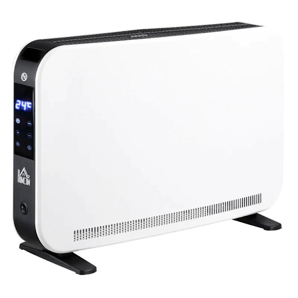 Rootz Heater - Varmeblæser - Elvarmer - LED lys med 3 niveauer - Timervarmer - Plast - Hvid - 60 x 18,5 x 39,5 cm