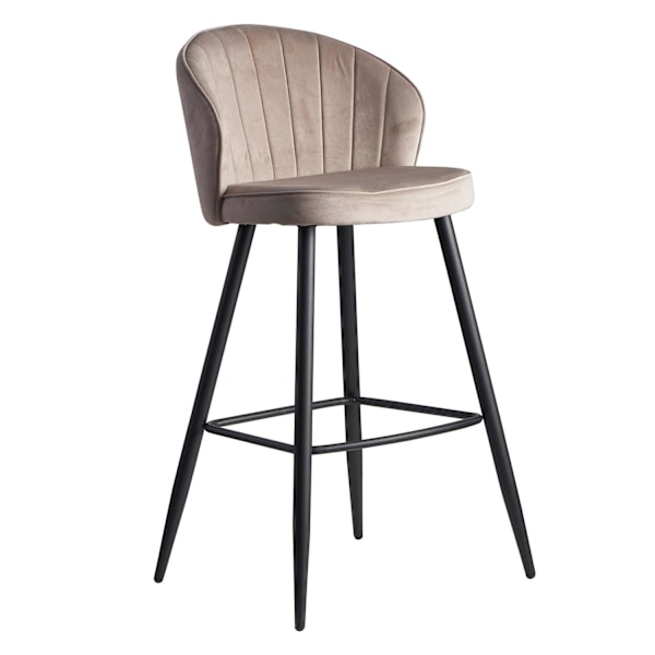 Rootz barstol fløjl beige skammel med ryglæn 56x102,5x52,5 cm - Køkkentaburet skandinavisk stof - metal 110 kg - Design barstol - Bistro skammel polst