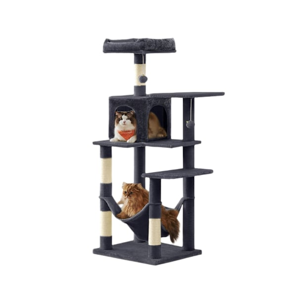Rootz Cat Scratching Post - Cat Tree - 143 cm High Scratch Tower - Mjukt plyschskydd - 55 x 45 x 143 cm