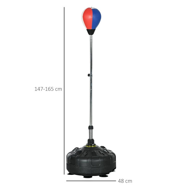 Rootz Punching Ball - Højdejusterbar - Fyldbar base - Stål - Kunstlæder - Sort + Rød + Hvid - Ø48 x 147-165H cm