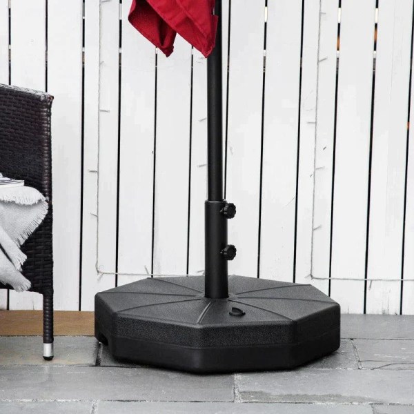 Rootz Parasolstativ - 40 kg Parasolstativ til Parasol - Parasolstænger - Fyldbar med vand eller sand - Parasolbund til haveterrasse Balkon - Sort - Ø6