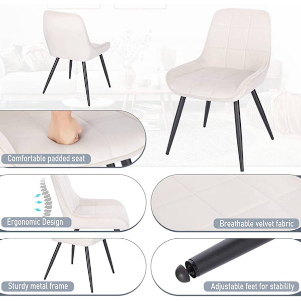 Rootz matstolsset - Köksstol - Stoppade stolar - Ergonomisk design - 81,5 cm x 38 cm x 47 cm - Sammet - Metallben