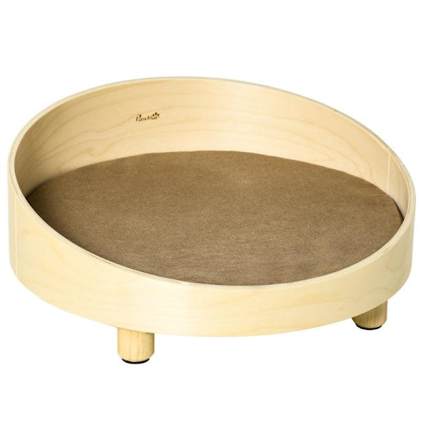 Rootz Pet Bed - Korotettu koiran sänky - Koiran sänky - Pehmuste - Pyöreä lemmikkipeti - Koiran nukkumapaikka - Luonnollinen/vaaleanruskea - Ø59 x 23,