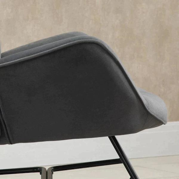 Rootz gyngestol - gyngestol med sherpa fleece - mørkegrå + natur - 84 cm x 70 cm x 96 cm