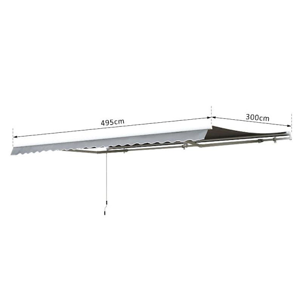 Rootz Awning - Articulated Arm Awning - Cassette Awning - Remote Control Awning - Aluminum - Grey - 4.95x3m
