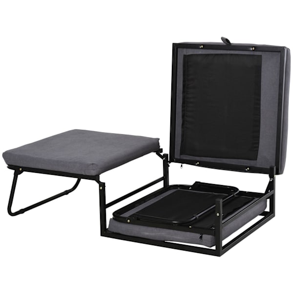 Rootz hopfällbar gästsäng 2-i-1 - Grå - Polyester, stål, skum - 75,59 cm x 26,77 cm x 14,56 cm