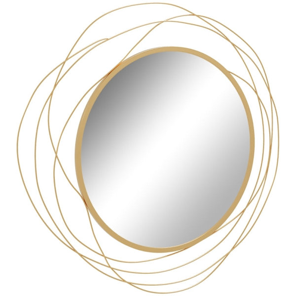 Rootz Round Mirror Väggdekor - Dekorativ spegel - Metallramspegel - Tjockt glas - Enkel montering - Guld - Ø65cm x 1cm