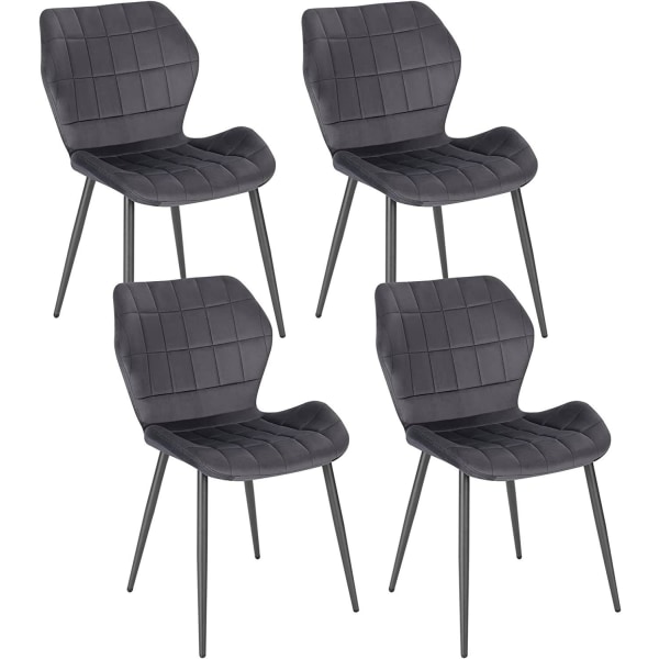 Rootz Velvet Dining Chair Set om 4 - Bekväma stolar - Snygga sittplatser - Rivsäker sammet, Ergonomisk design, Slitstark metallram - 47cm x 79,5cm x 5